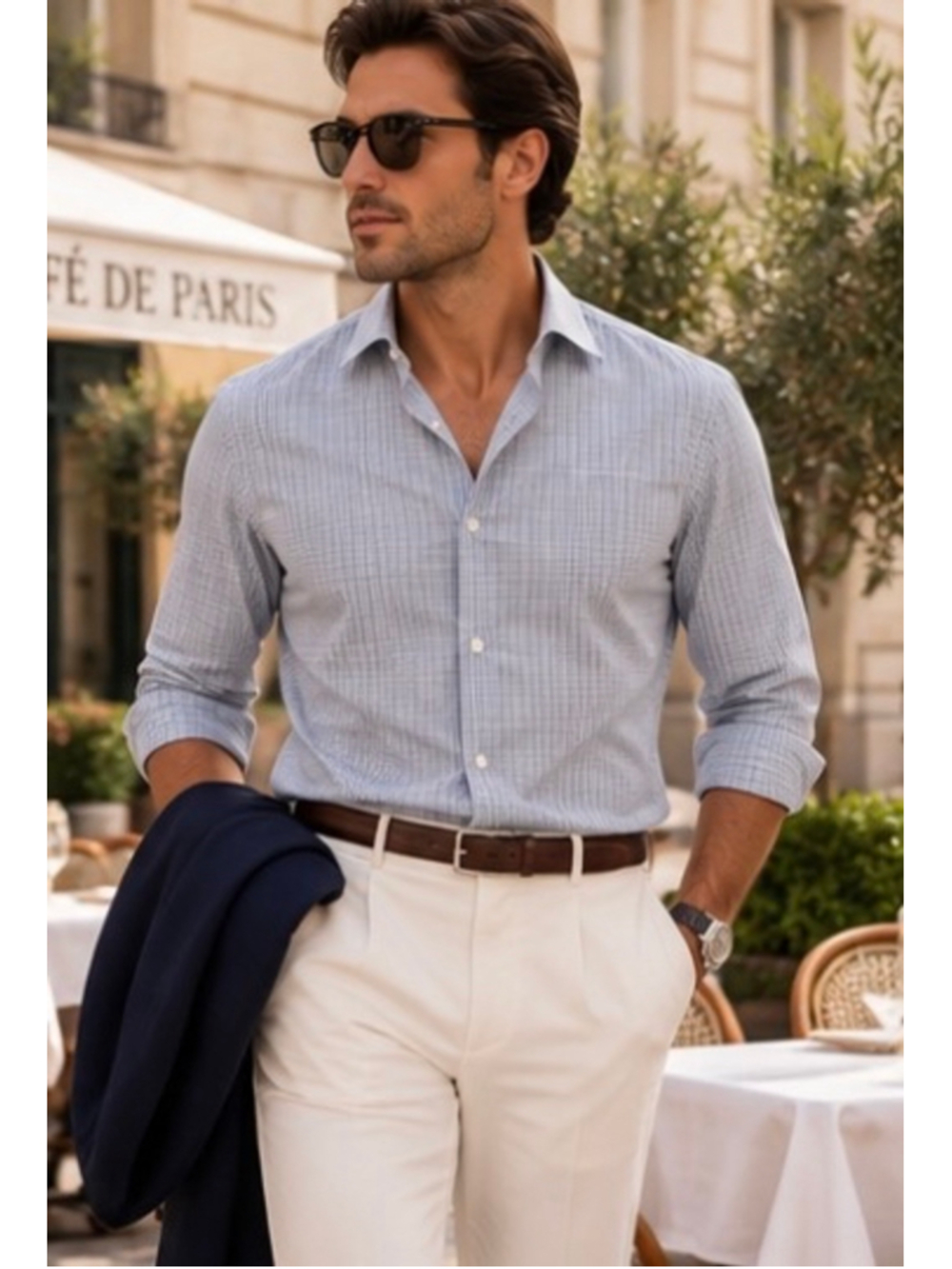 Canali Dress Shirt, Blue/White Check, Size Neck 16.5/42 NWT Italian Luxury